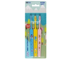 TePe Mini Dantų šepetėlis Extra Soft itin minkšti dantų šepetėliai 0-3 metų vaikams, 3 vnt.