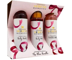 The Indulgent Bathing Co. Serene Moments Set kūno priežiūros rinkinys (dušo želė, 240 ml + vonios putos, 240 ml + kūno dulksna, 200 ml)