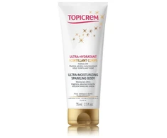 Topicrem Ultra-Moisturizing Sparkling Losjonas kūnui spindesio suteikiantis drėkinamasis kūno losjonas, 75 ml