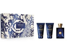 Versace Dylan Mėlyna Pour Homme Giftset rinkinys vyrams (EDT, 50 ml + dušo želė, 50 ml + balzamas po skutimosi, 50 ml)