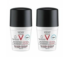 "Vichy" 48 valandų trukmės antiperspiranto rutuliukų rinkinys vyrams "Homme 48h" (antiperspirantas) 2 x 50 ml