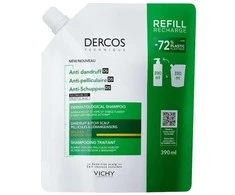 Vichy Dercos Nuo pleiskanų Normal To Oily Hair Dermatological Šampūnas Refill šampūno papildymas pleiskanojančiai, riebiai galvos odai, 390 ml