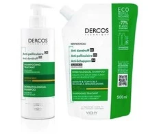 Vichy Dercos Nuo pleiskanų Šampūnas rinkinys sausiems plaukams (šampūnas, 390 ml + papildymas, 500 ml)