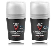 Rutulinis antiperspirantas vyrams Vichy Homme 48H Deo, ypač jautriai odai, bekvapis, 2 x 50 ml