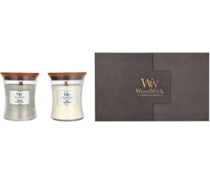 WoodWick Aromatinių žvakių rinkinys (Fireside, Linen), 2 x 275 g