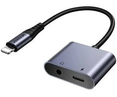 Du viename garso adapteris Joyroom SY-L01 Lightning iki 3.5 mm + Lightning (juodas)
