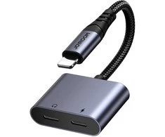 Du viename garso adapteris Joyroom SY-L02 Lightning į dvigubą žaibą (juodas)