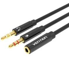 Vention 2x 3.5 mm kištukinis ir 4 polių lizdas 3.5 mm garso kabelis 0.3 m ventiliacijos BBTBY juodas