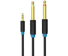 Vention 3.5 mm TRS kištukas iki 2 x 6.35 mm kištukas garso kabelis 1.5 m ventiliacijos BACBG (juodas)