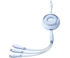 3in1 Joyroom Spalvingas USB į USB-C/Lightning/Micro USB laidas 3.5A, 1m (mėlynas)