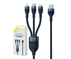 Baseus Flash Series 3in1 USB laidas USB-C + micro USB + Lightning 100W 1.2m - Mėlynas