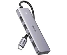 4 viename adapteris UGREEN Hub USB-C į 4x USB 3.0 + USB-C (pilkas)
