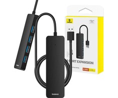 4in1 Hub Baseus UltraJoy Lite USB-A į USB 3.0 1m (juodas)