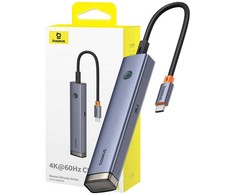 6 priedų HUB AIR Baseus UltraJoy serijos Type-C – HDMI, USB3.0x2, USB2.0, C3.0, PD (pilka)