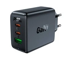 Acefast A41 sieninis įkroviklis, 2x USB-C + USB, GaN 65W (juodas)