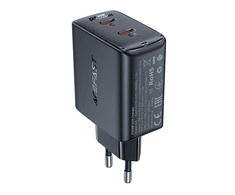 Acefast A49 sieninis įkroviklis, 2x USB-C, 35W PD (juodas)