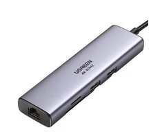 Adapterio šakotuvas UGREEN, USB-C iki 2x USB 3.0, HDMI, RJ45, SD/TF