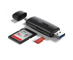 UGREEN adapteris USB + USB-C CM304 kortelių skaitytuvas SD + Micro SD - juodas