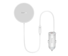 Baseus CW01 magnetinis automobilinio telefono laikiklis prie ventiliacijos tinklelio su automobiliniu įkrovikliu USB-C, 15W + 25W (baltas)