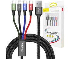 Baseus Fast USB kabelis 4in1 2xUSB-C / Lightning / Micro 3.5A 1.2m - Juodas