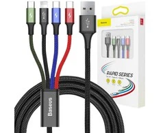 Baseus Fast USB kabelis 4in1 2xUSB-C / Lightning / Micro 3.5A 1.2m - Juodas