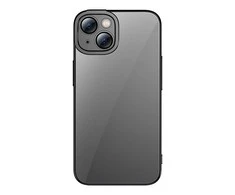Baseus Glitter skaidrus dėklas ir grūdintas stiklas, skirtas iPhone 14 Plus (juodas)