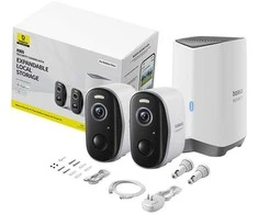 Baseus N1 Plus 2K lauko kamerų rinkinys (baltas)