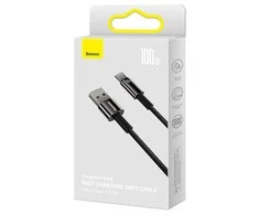 Baseus volframo auksinis kabelis USB prie USB-C, 100 W, 1 m (juodas)
