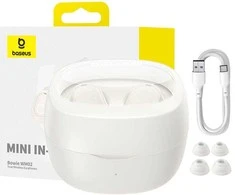 Belaidės ausinės Baseus Bowie WM02 TWS Bluetooth 5.0 OS - Baltos