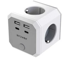 BlitzWolf BW-EC2 8 viename maitinimo kubas (4xAC / 2 x USB-A / 2 x USB-C)