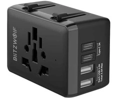 Blitzwolf BW-TA1 4 viename kelioninis adapteris su 2 USB + C + PD 20W