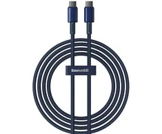 Baseus Tungsten Gold kabelis USB-C - USB-C 100W 2m - Mėlynas