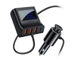 Automobilinis įkroviklis Acefast B8 90W Car HUB 3xUSB-A/Type-C juodas