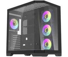 Darkflash Darflash FT418 PRO kompiuterio dėklas + 7 aRGB ventiliatoriai (juodi)