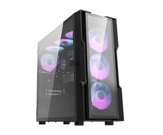 Darkflash DK431 stiklinis kompiuterio korpusas + 4 ventiliatoriai - juodas