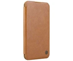 Dėklas Nillkin Qin Prop Leather iPhone 16 (ruda)