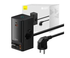 Sieninis įkroviklis / maitinimo juosta Baseus PowerCombo 65W (juoda)