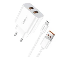 Greitas įkroviklis Foneng 2x USB EU45 + USB Micro kabelis