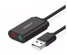 Išorinė USB garso plokštė UGREEN 15cm (juoda)