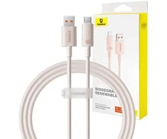 Greito įkrovimo kabelis Baseus USB į USB-C Habitat Series 1m 100W (rožinis)