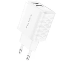 Foneng EU53 2xUSB-A, 2.4A maitinimo įkroviklis (baltas)