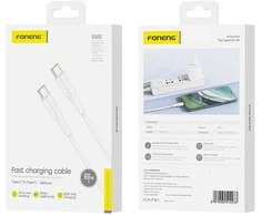 Foneng XS01 60W USB-C į USB-C laidas, 1m (baltas)