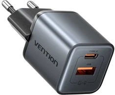 Vention 30W - įkroviklis su GaN technologija, 1x USB-A, 1x USB-C (juodas)