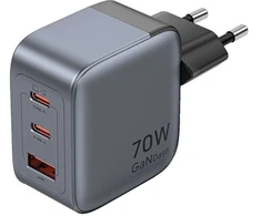 Vention 70W GaN PD 1x USB-A 2x USB-C pilka