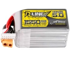 Gens Ace &amp; Tattu Lipo Tattu R-Line versija 5.0 1550mAh 22.2V 150C 6S baterija su XT60 jungtimi
