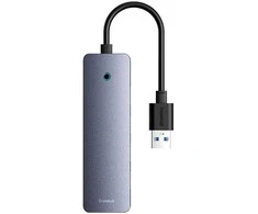 4in1 šakotuvas „Baseus UltraJoy Lite“, 15 cm, USB-A į 4x USB 3.0 + USB-C 5V (rutulinis)