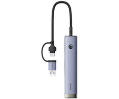 Hub 4in1 Baseus UltraJoy USB-A&amp;USB-C iki 4xUSB3.0+USB-C (pilka)