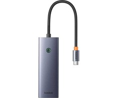 Hub 5in1 Baseus UltraJoy 5-Port (3xUSB3.0+RJ45+PD) pilka