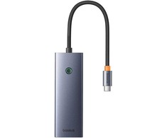 Hub 7in1 Baseus UltraJoy, USB-C – HDMI, VGA, 4xUSB 3.0, PD (pilka)