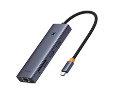 „Baseus UltraJoy“ 7 prievadų šakotuvas 7w1 (USB-C į 1xHDMI4K@30Hz + 2xUSB 3.0 + 1xPD +RJ45 + SD/TF3.0)